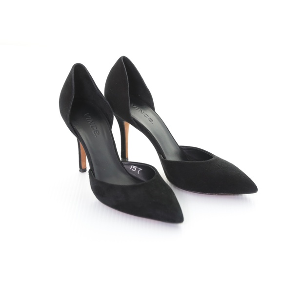 Vince Black Suede D’Orsay Pointy Toe Stiletto Pumps Shoes Womens 7.5M/38EU Italy - Picture 1 of 9